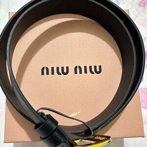 Miu Miu Classic Black Calfskin Belt